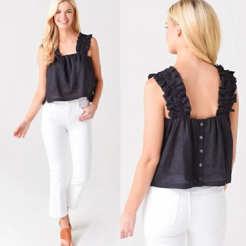 FRAME Women's Ruffle Strap Tank Top Small $268
